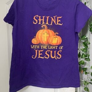 Purple T-Shirt with Pumpkin Design